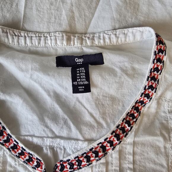 Gap Long Sleeve Blouse Women's XXL White w/ Red & Black Embroidered - Picture 4 of 16